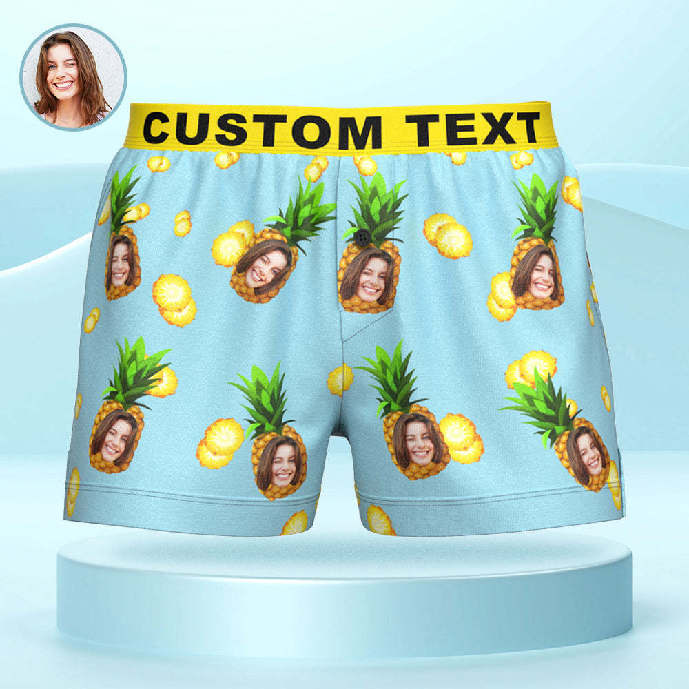 Custom Face Funny Pineapple Boxer Shorts Personalized Waistband Casual Underwear for Him - MyFaceUnderwearAU