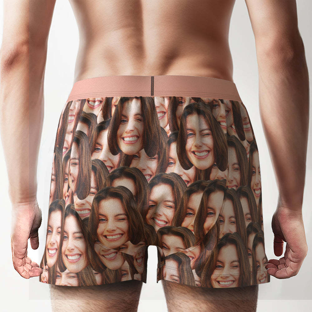 Custom Face Mash Design Boxer Shorts Personalized Waistband Casual Underwear for Him - MyFaceUnderwearAU