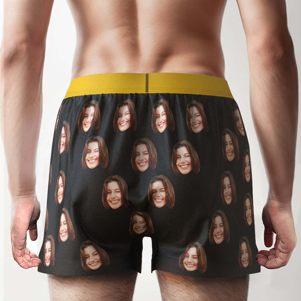 Custom Face Boxer Shorts with Personalized Text on the Waistband Personalized Casual Underwear for Him - MyFaceUnderwearAU