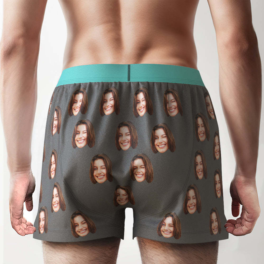 Custom Face Boxer Shorts with Personalized Text on the Waistband Personalized Casual Underwear for Him - MyFaceUnderwearAU