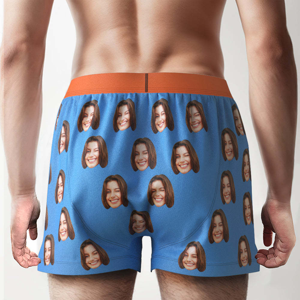 Custom Face Boxer Shorts with Personalized Text on the Waistband Personalized Casual Underwear for Him - MyFaceUnderwearAU