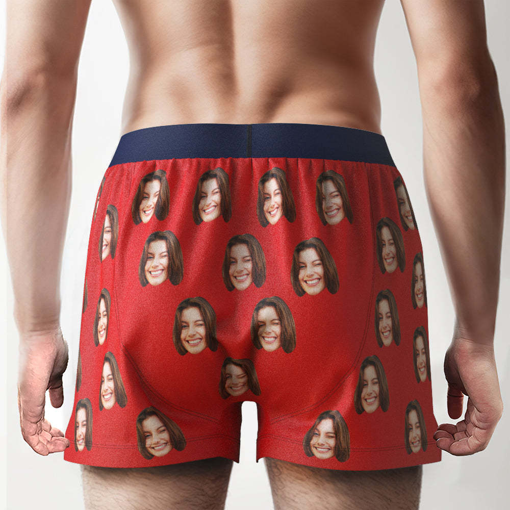 Custom Face Boxer Shorts with Personalized Text on the Waistband Personalized Casual Underwear for Him - MyFaceUnderwearAU