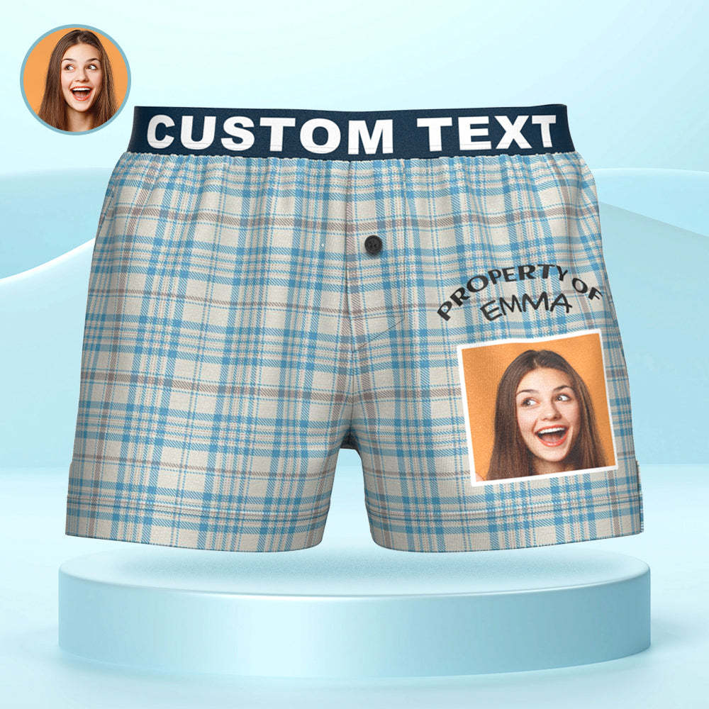 Custom Photo Striped Plaid Patterned Boxer Shorts Personalized Waistband Casual Underwear for Him - MyFaceUnderwearAU