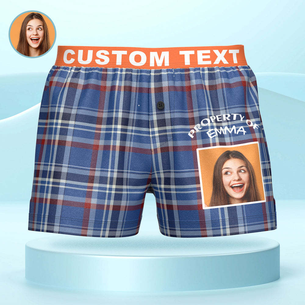 Custom Photo Striped Plaid Patterned Boxer Shorts Personalized Waistband Casual Underwear for Him - MyFaceUnderwearAU