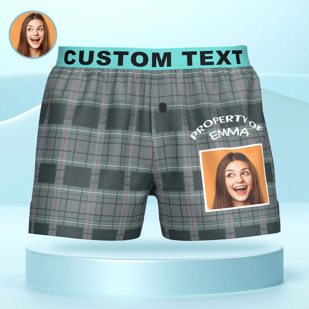 Custom Photo Striped Plaid Patterned Boxer Shorts Personalized Waistband Casual Underwear for Him - MyFaceUnderwearAU