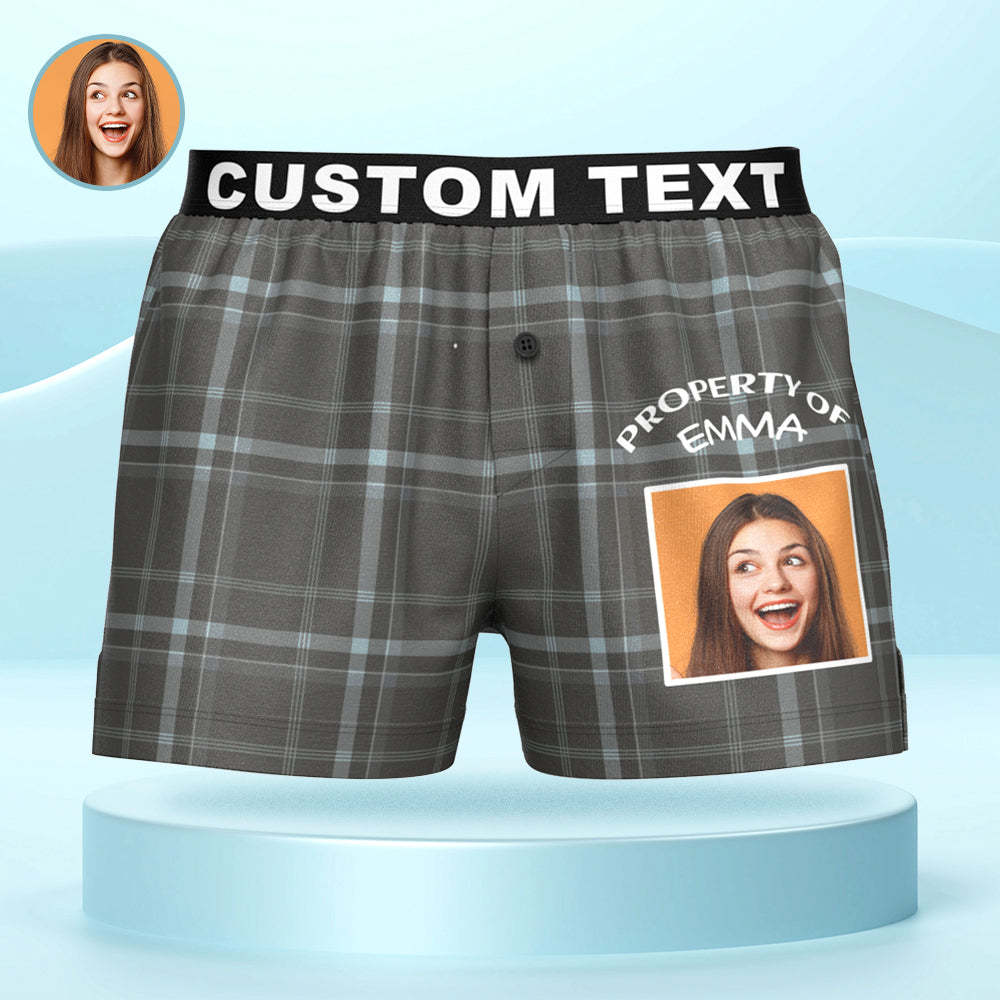 Custom Photo Striped Plaid Patterned Boxer Shorts Personalized Waistband Casual Underwear for Him - MyFaceUnderwearAU