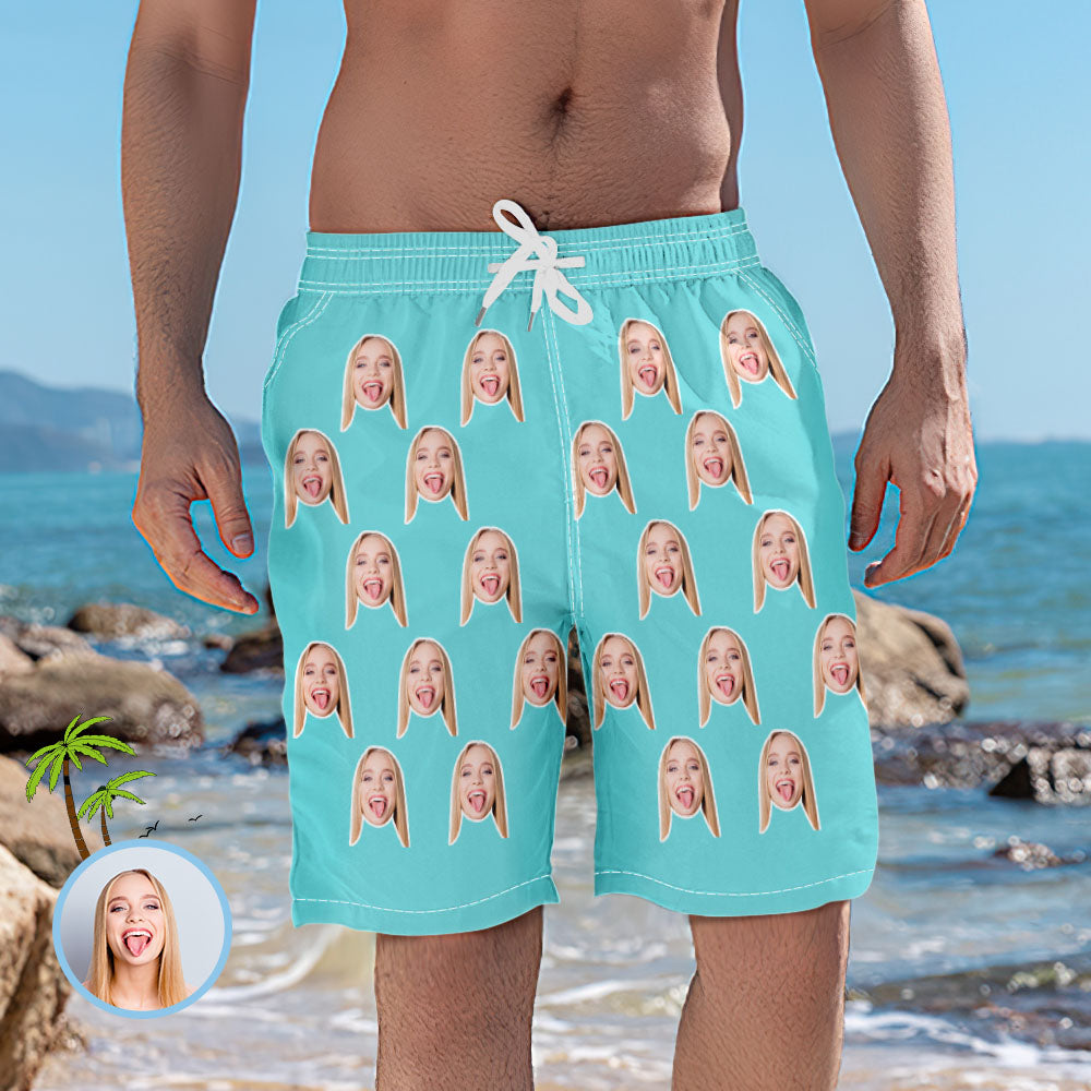 Men's Custom Face Elastic Beach Short Pants - MyFaceSocksAu