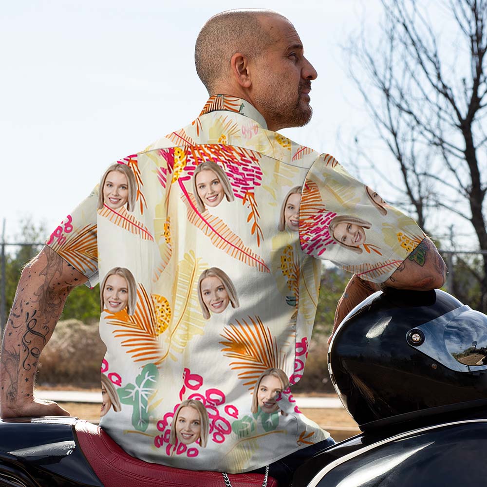 Custom Face Hawaiian Shirt Summer Personalised Shirt with Your Photo Pineapples