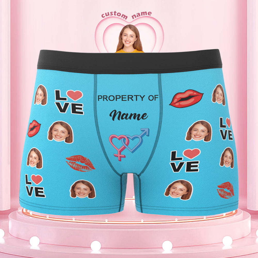 Custom Face Boxer Briefs Property of Name Personalised Naughty Gift for Him - MyFaceUnderwearAU