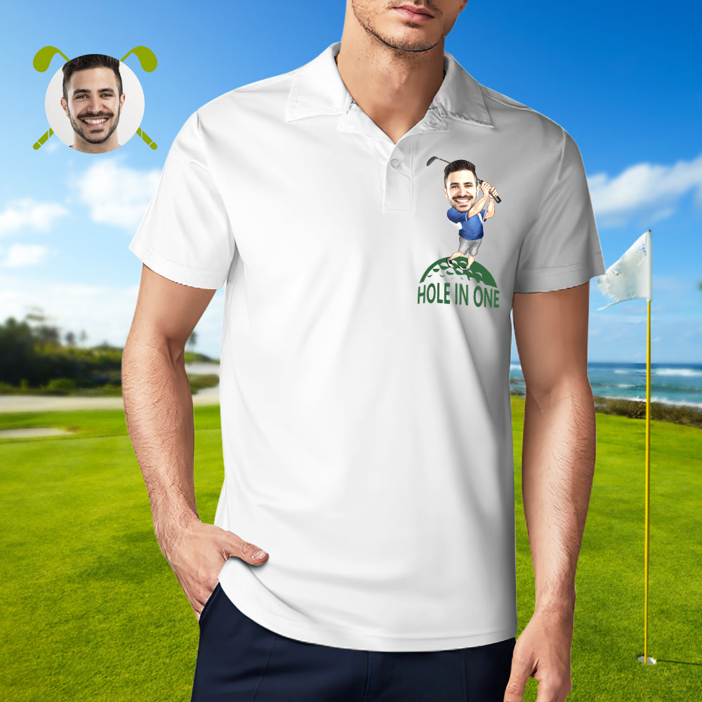 Custom Face Polo Shirt Personalized Funny Hole In One Custom Photo Golf Shirts in Your Choice of Skin Tone - MyFaceUnderwearAU