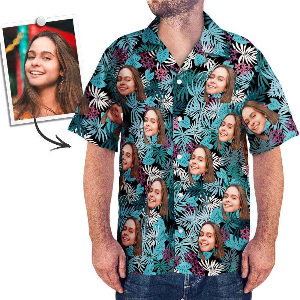 Custom Face On Shirt Hawaiian Shirt Flower and Parrot