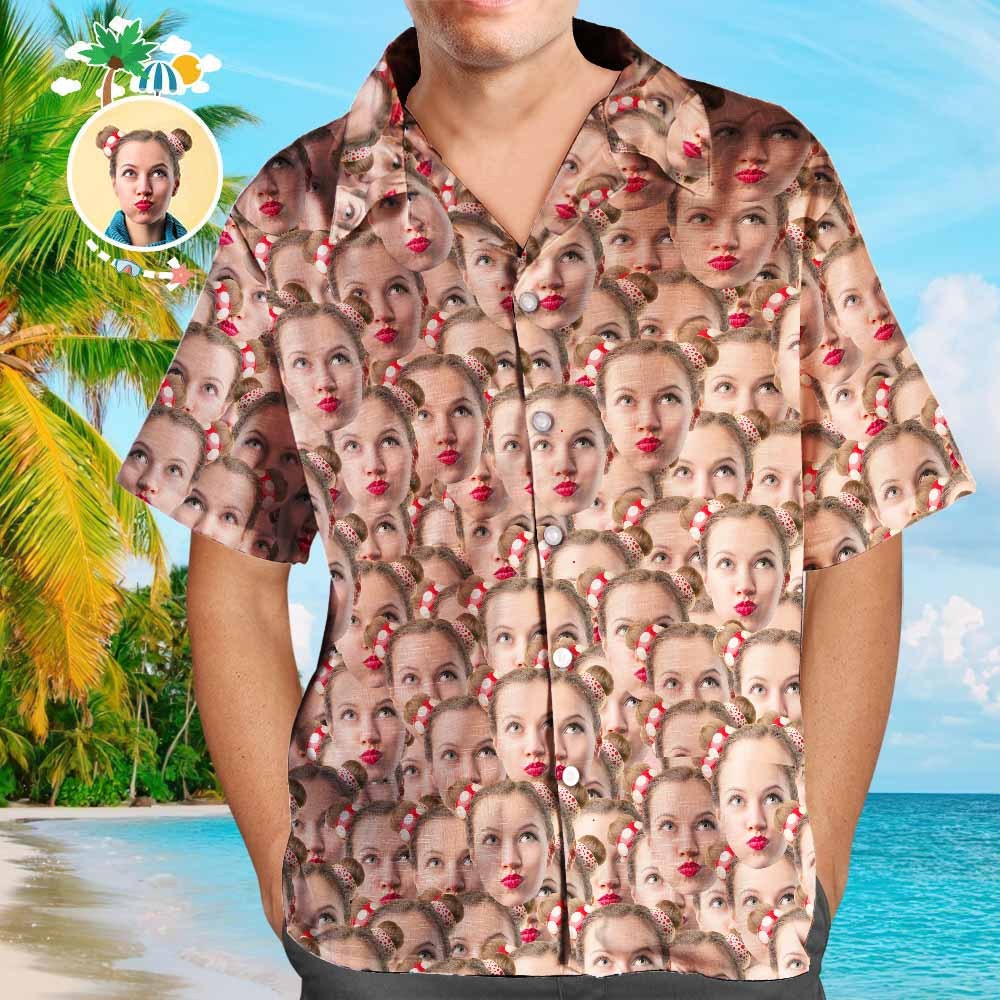 Men's Custom Face Shirt Hawaiian Shirt Short Sleeve Mash
