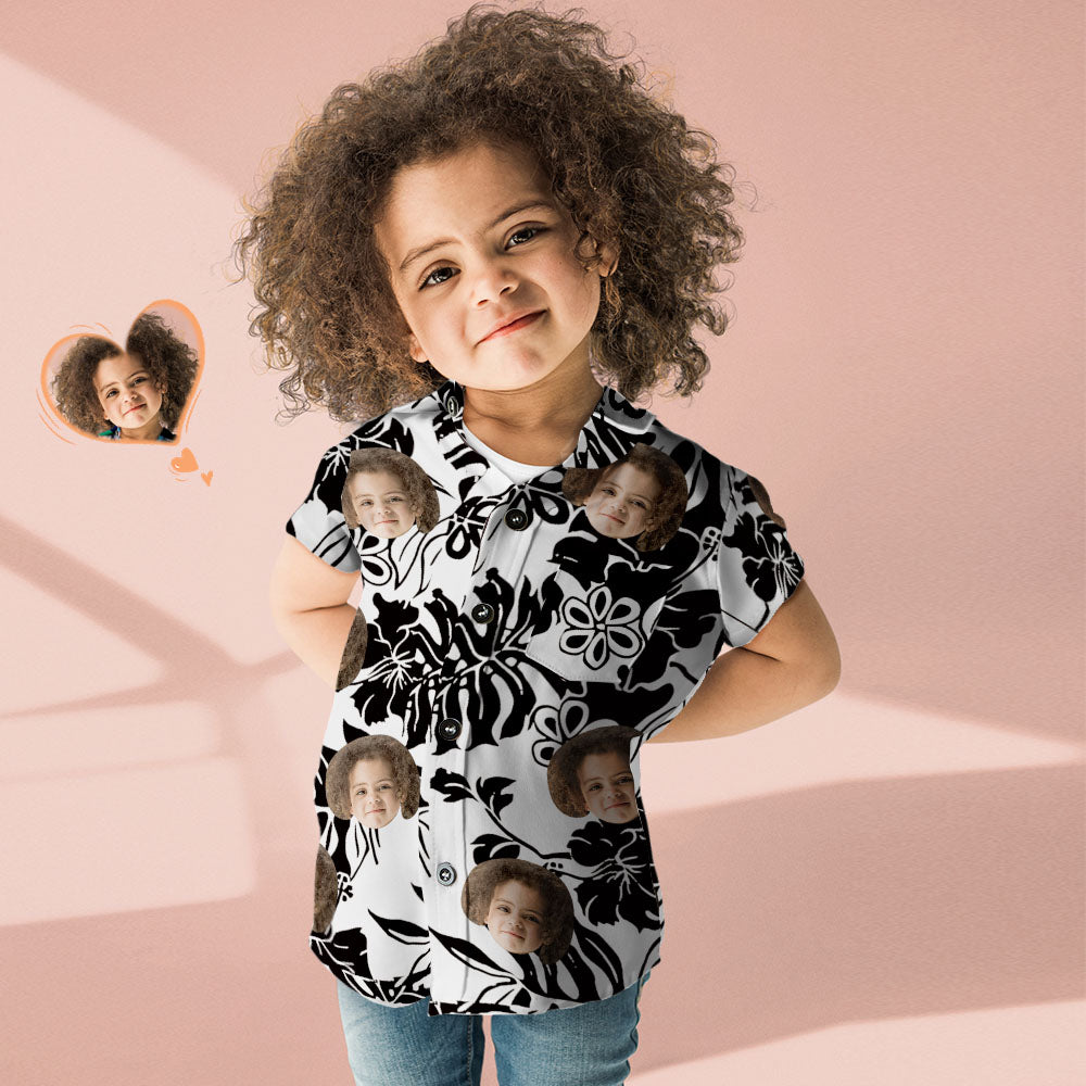 Custom Face Shirt Kid's Hawaiian Shirt Big Hibiscus