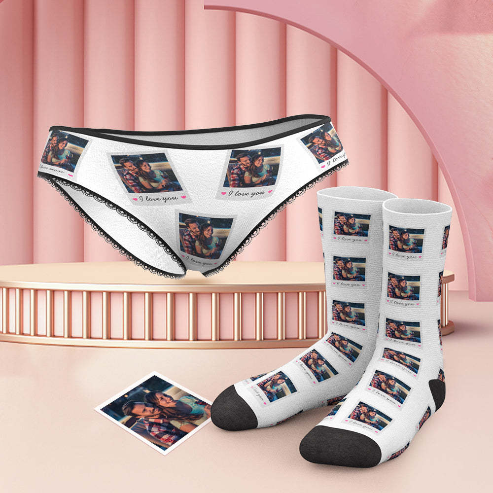 Custom Photo And Text Panties And Socks Set - MyFaceUnderwearAU