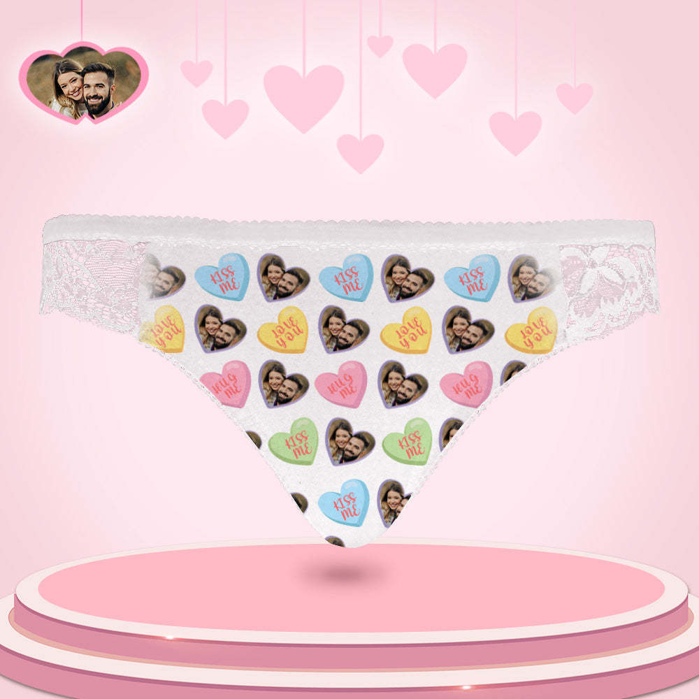 Custom Women Lace Panty Heart Face Sexy Panties Sweet Gift - MyFaceUnderwearAU