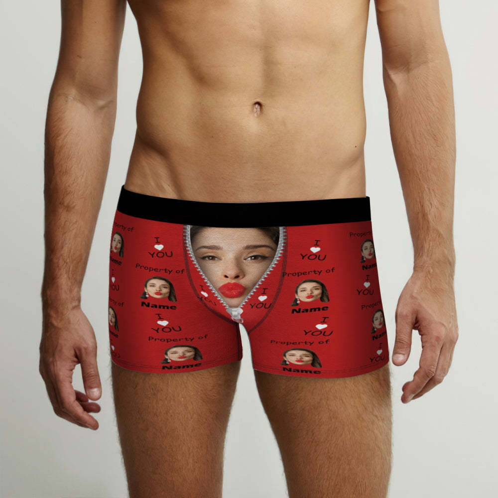 Customized Boxer Briefs I Love You Property of Name Men's Personalised Underwear Funny Gift - MyFaceUnderwearAU