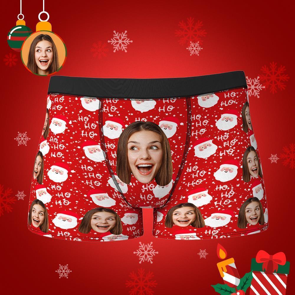 Custom Face Boxers Shorts Santa Claus Personalised Photo Underwear Chr