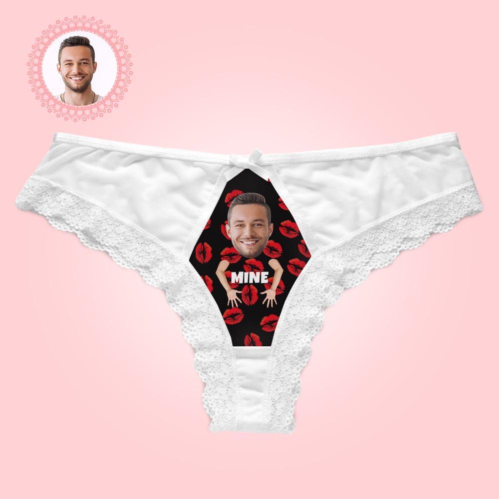 Custom Lace Thong Sexy Lip Lace Panties Funny Gift with Boyfriend Face - MyFaceUnderwearAU