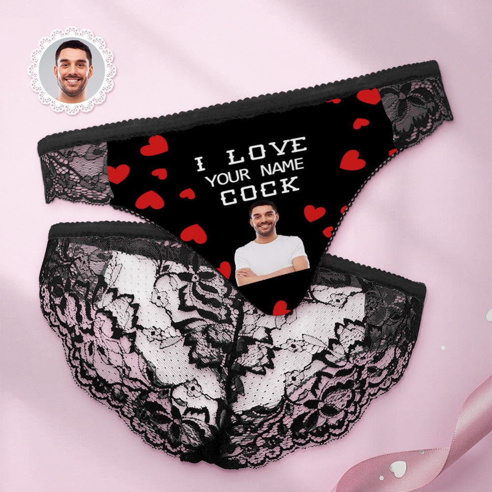 Custom Women Lace Panty I Love Your Cock Face Sexy Panties - MyFaceUnderwearAU