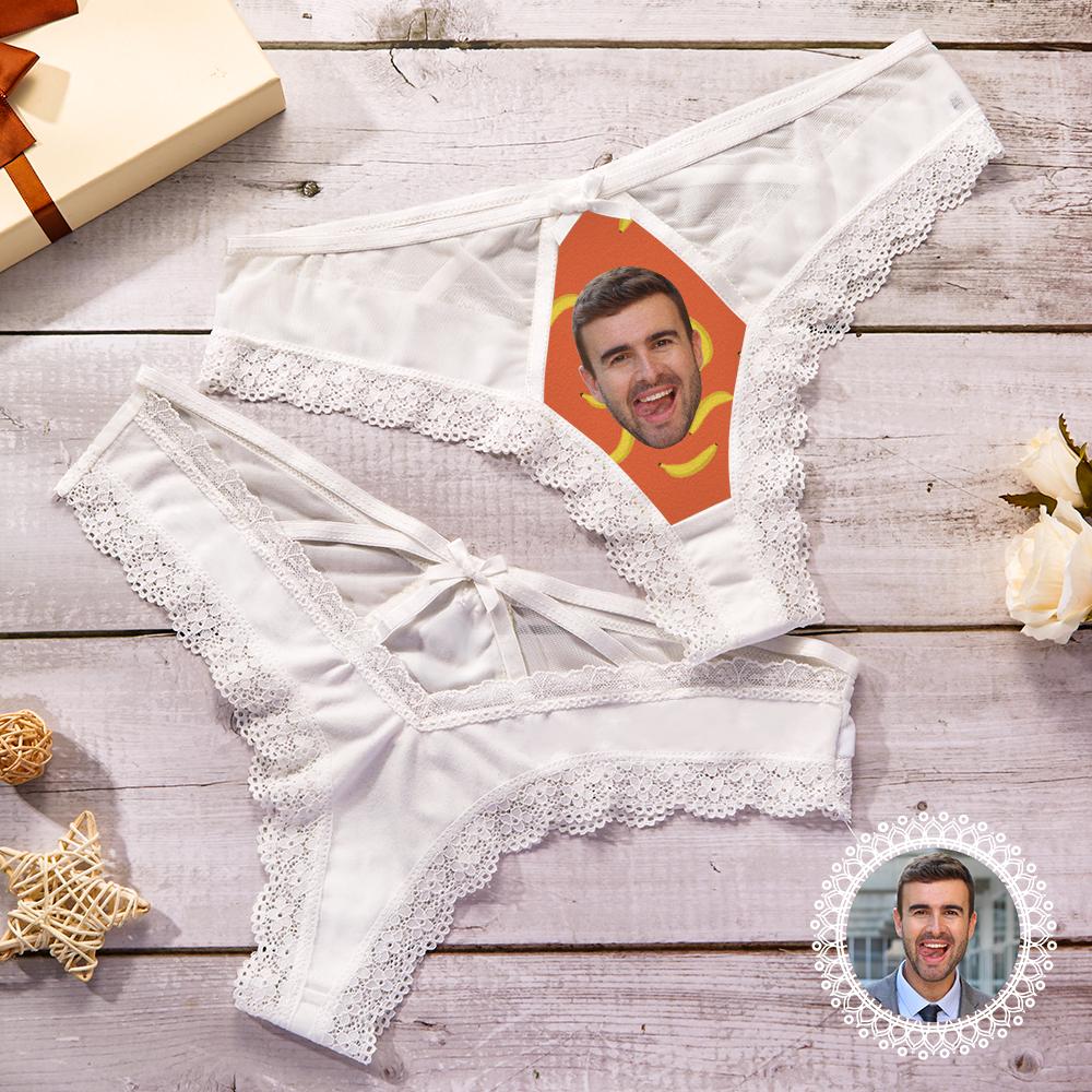 Custom Lace Thong Sexy Banana Lace Panties Funny Gift with Boyfriend Face - MyFaceUnderwearAU