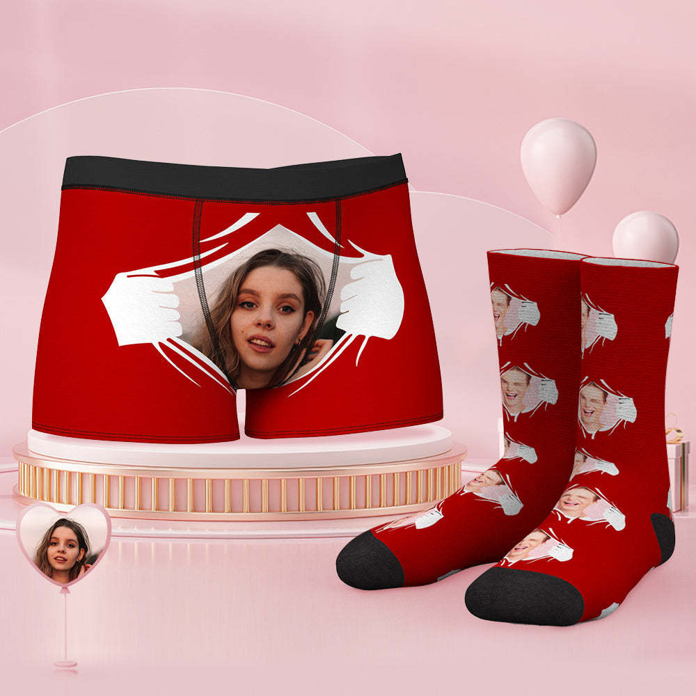 Custom Face Boxer Shorts And Socks Set - MyFaceUnderwearAU