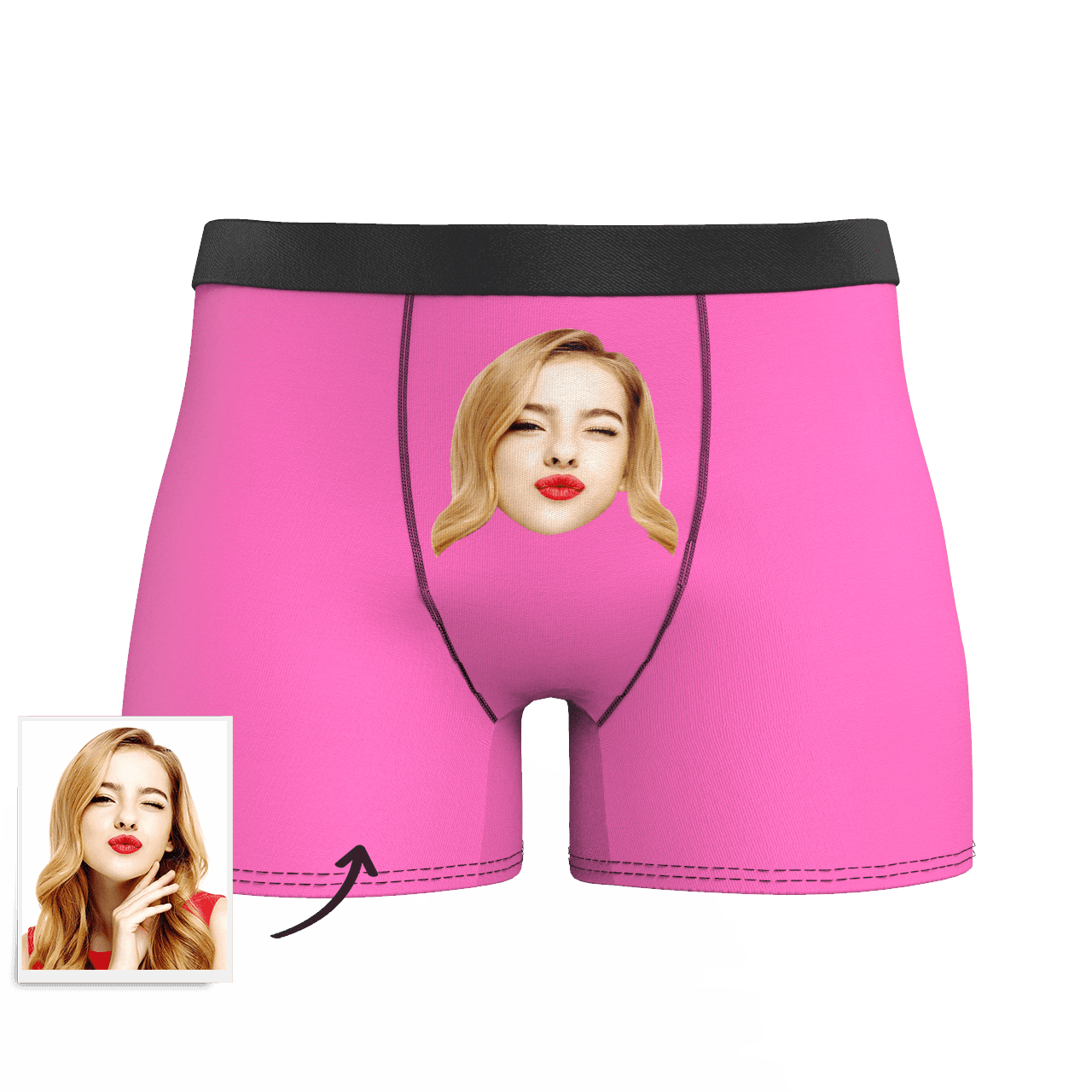 Light Pink Custom Men's Face Colorful Boxer Shorts