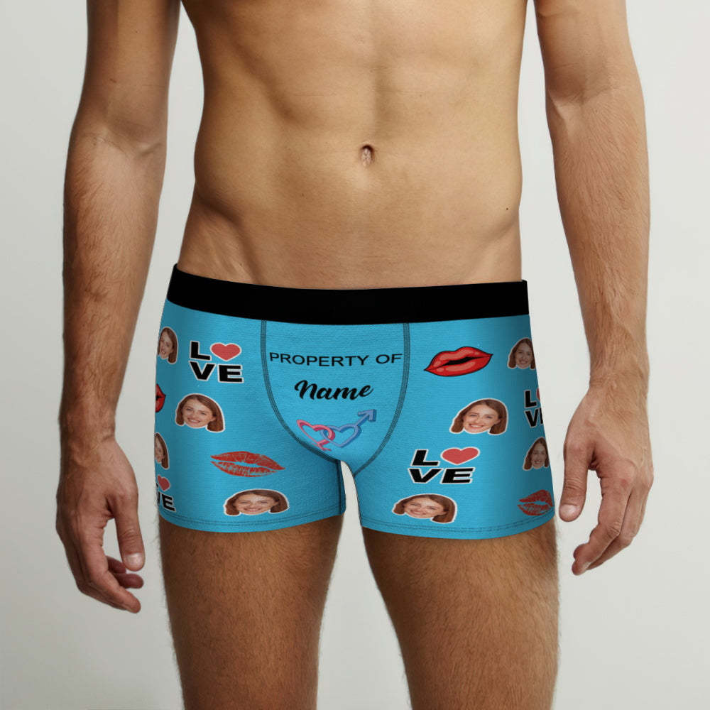Custom Face Boxer Briefs Property of Name Personalised Naughty Gift for Him - MyFaceUnderwearAU