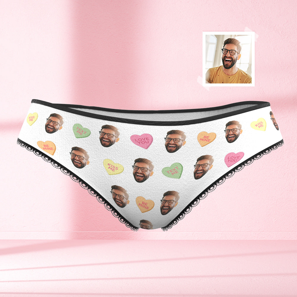 Custom Face Women's Panties Candy Hearts - MyFaceUnderwearAU