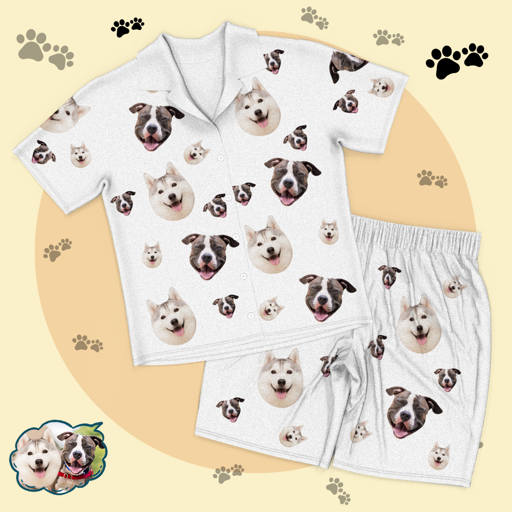 Custom Dog Face Pajamas Short Sleeved Shirtand Pants