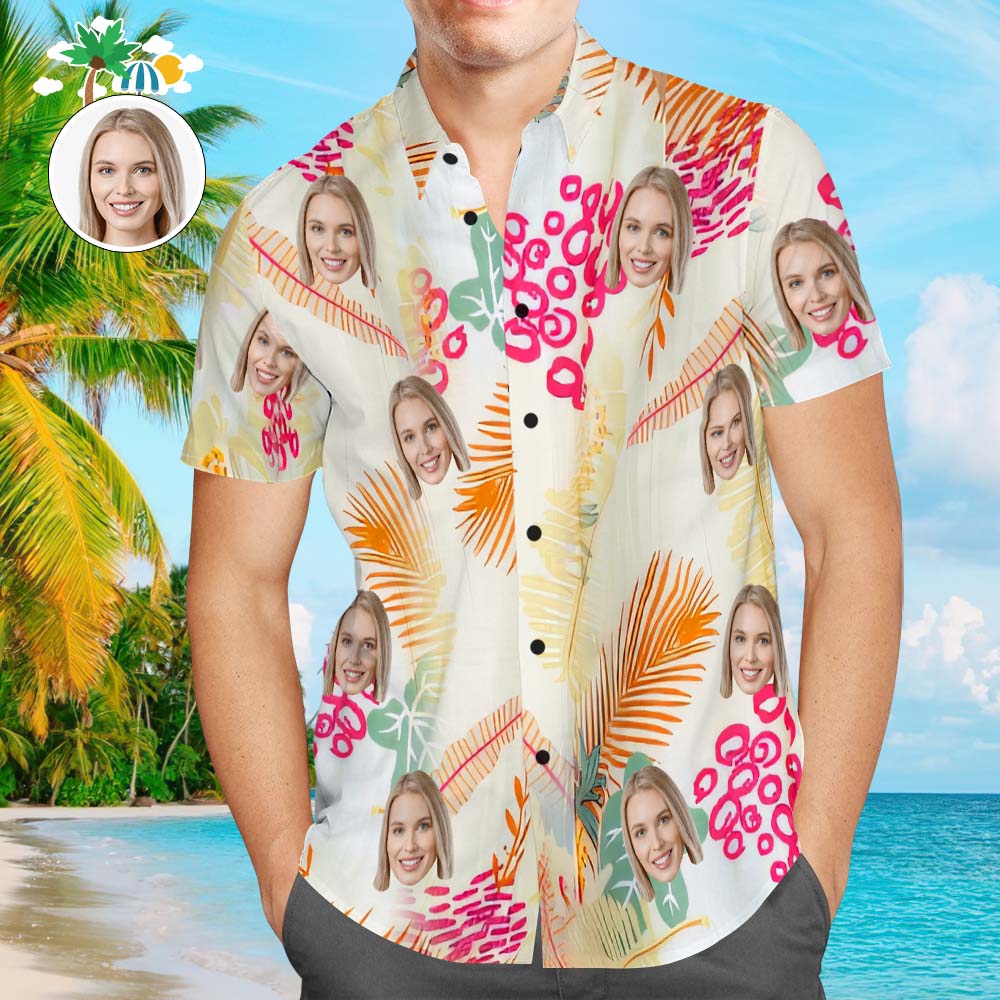 Custom Face Hawaiian Style Pineapples Shirt Family Matching