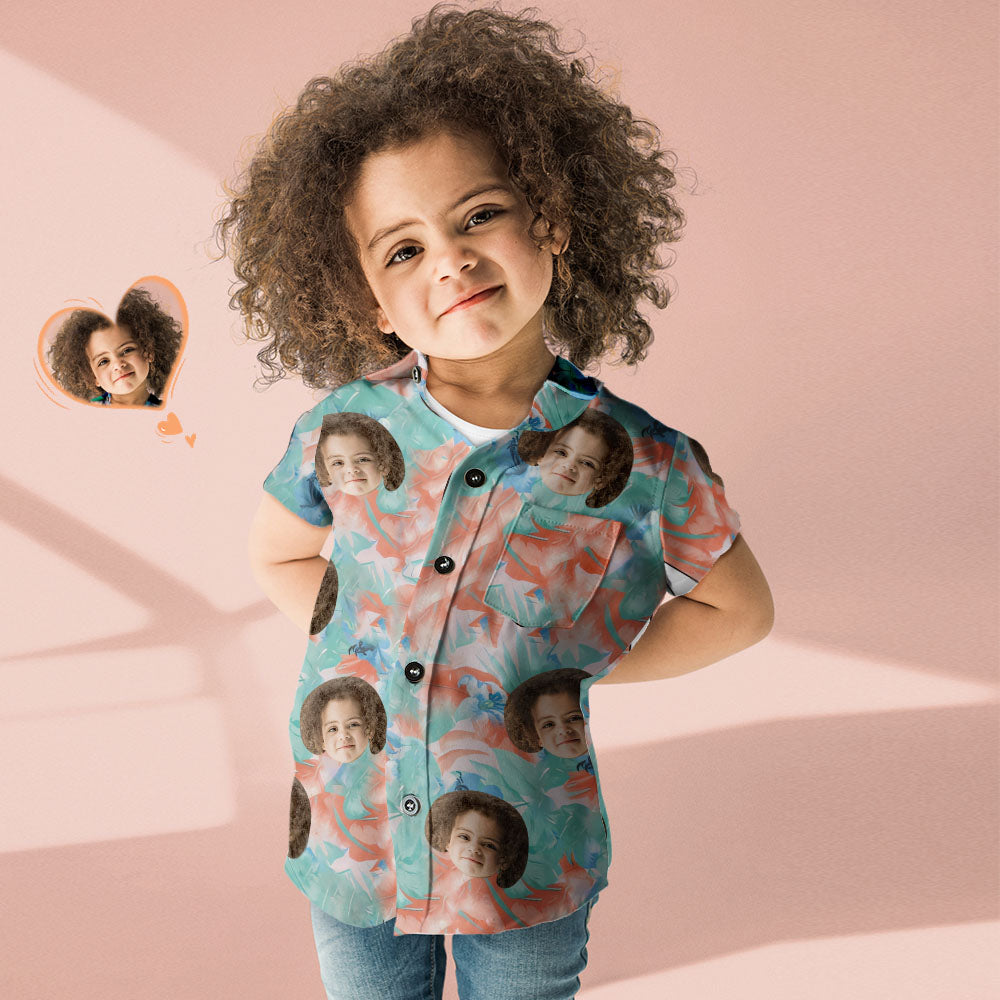 Custom Face Shirt Multicoloured Kid's Hawaiian Shirt
