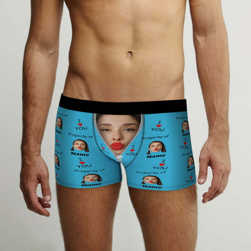 Customized Boxer Briefs I Love You Property of Name Men's Personalised Underwear Funny Gift - MyFaceUnderwearAU