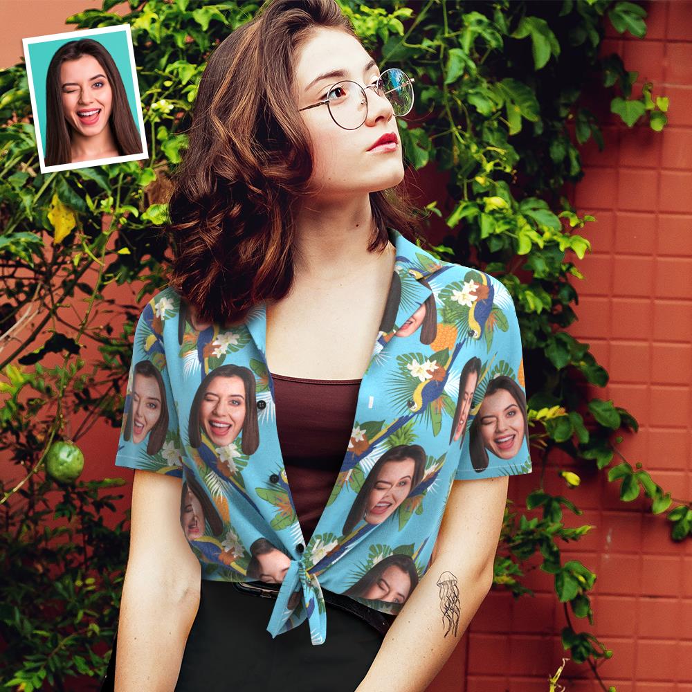 Custom Face Hawaiian Shirt for Women Personalised Women's Photo Hawaiian Shirt Gift for Her - Toucan Party