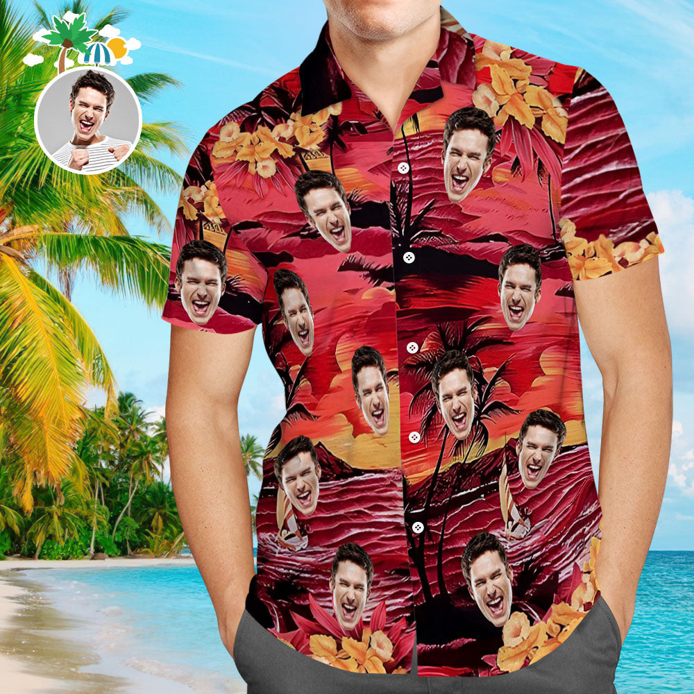 Custom Face Hawaiian Shirt All Over Print Personalised Short Sleeve Casual Shirt for Men