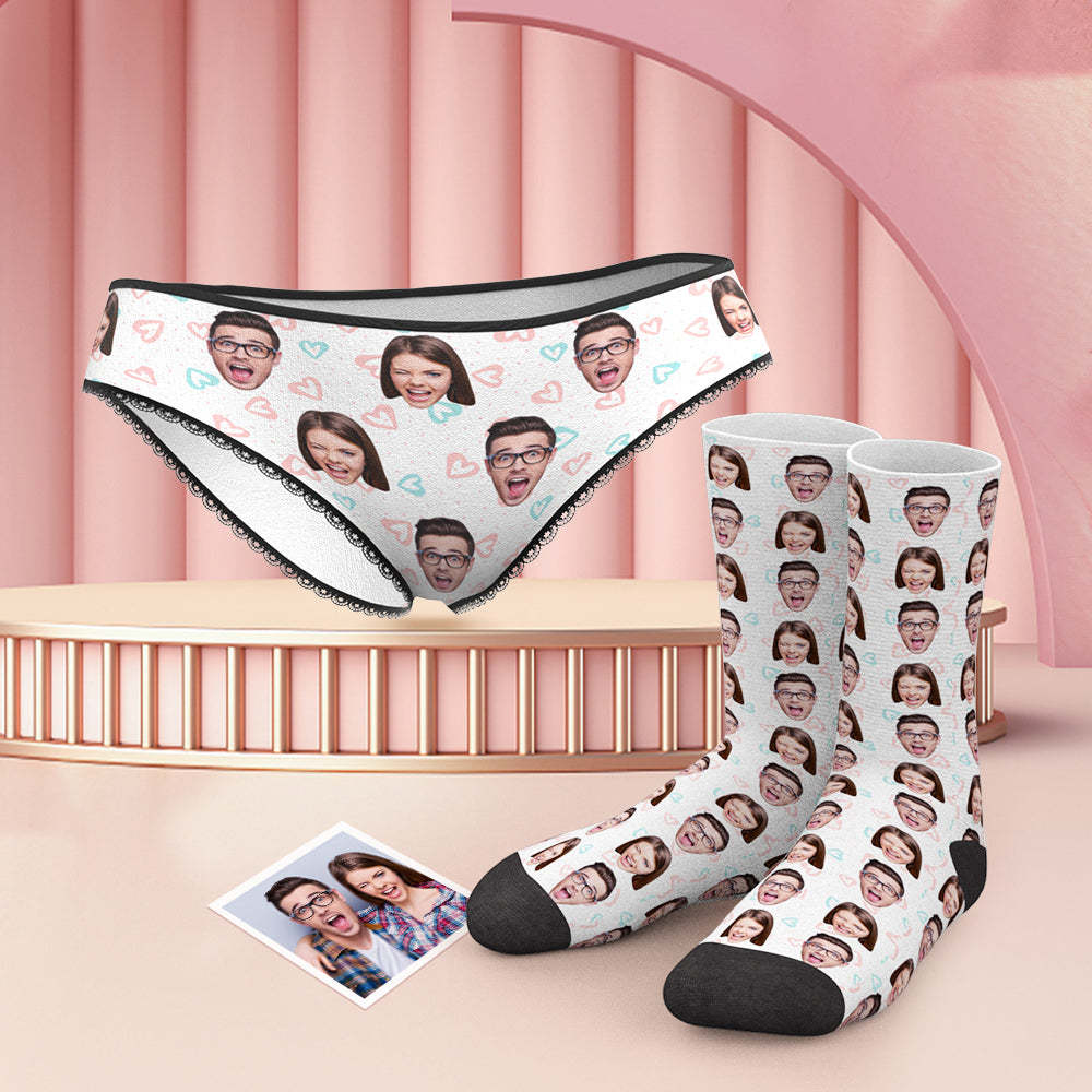 Custom Face Colorful Panties And Socks Set - Heart - MyFaceUnderwearAU