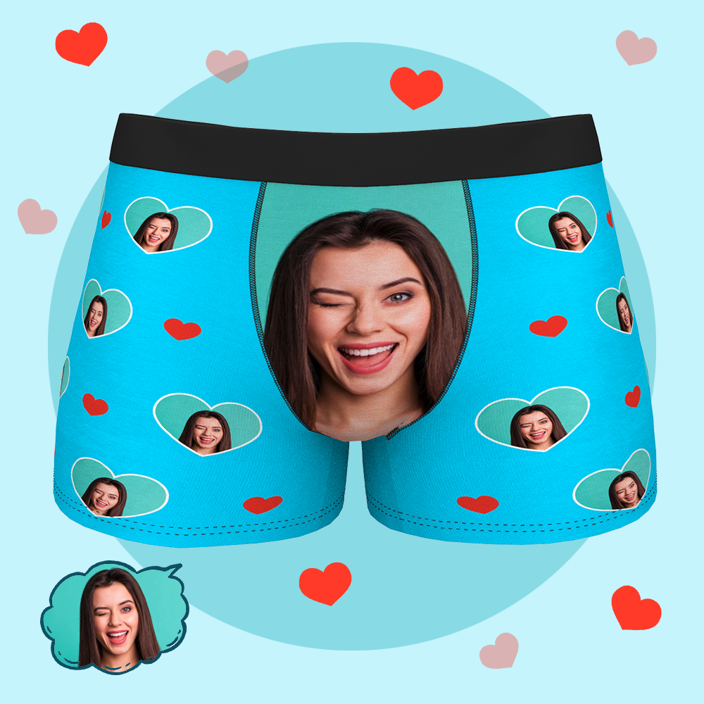 Custom Personalised Funny Face Boxers Briefs for Men Husband Boyfriend Underwears with Multi Face Photo