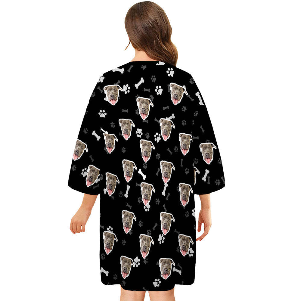 Custom Dog Face Nightdress Personalised Photo Women's Oversized Colorful Nightshirt Bone Gifts For Women - MyFaceUnderwearAU