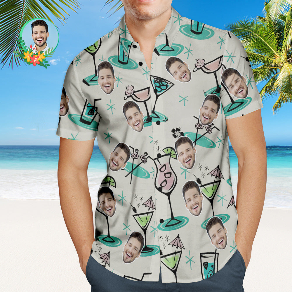 Custom Cocktail Party Hawaiian Shirt Personalised Face Shirt - MyFaceUnderwearAU