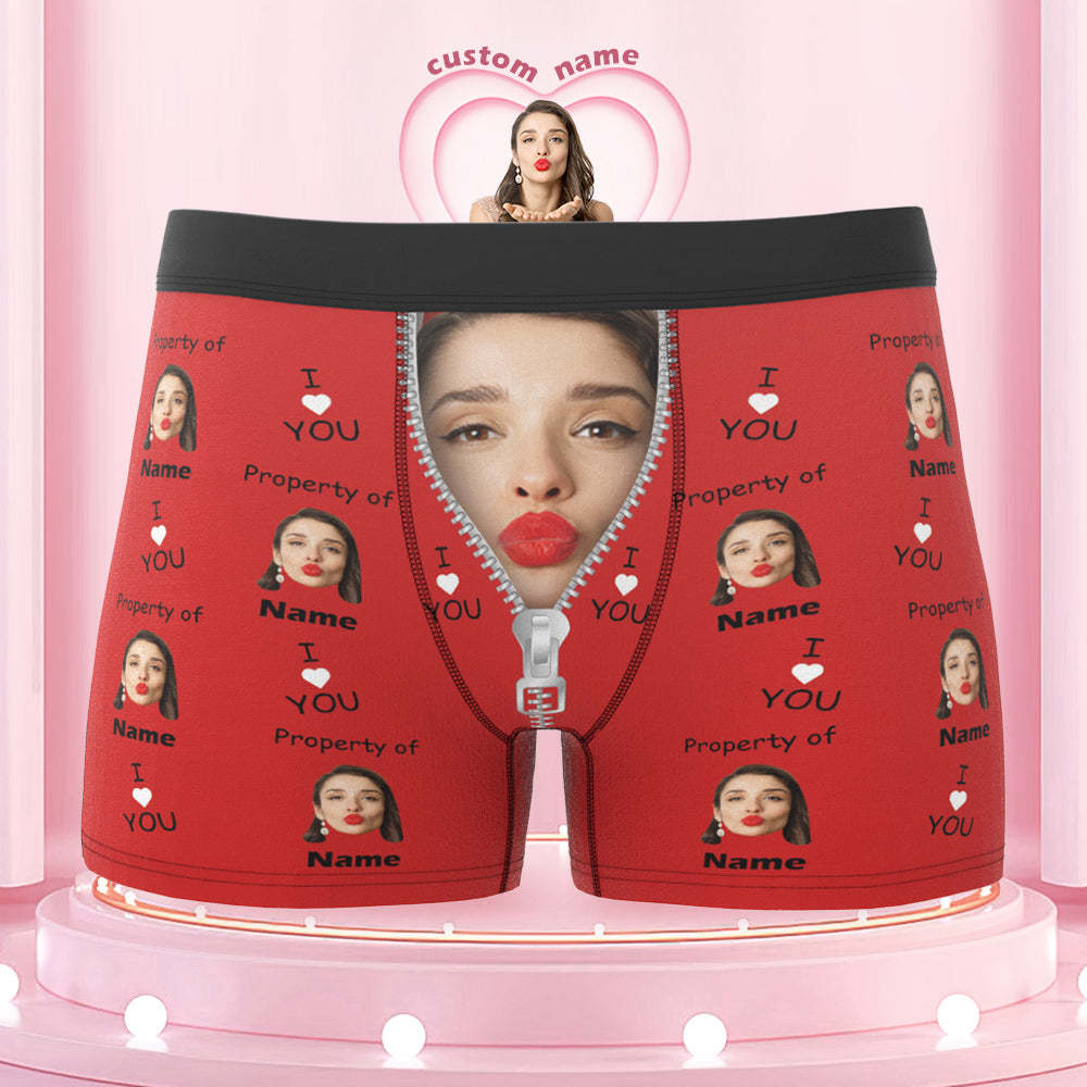 Customized Boxer Briefs I Love You Property of Name Men's Personalised Underwear Funny Gift - MyFaceUnderwearAU