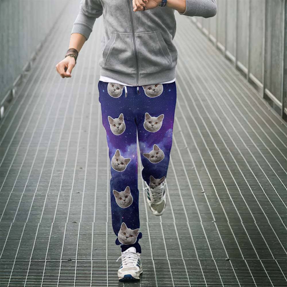 Custom Cat Face Sweatpants Unisex Joggers Universe Style - MyFaceUnderwearAU