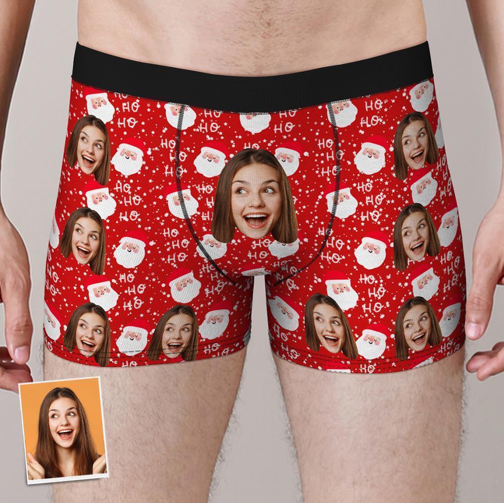 Custom Face Boxers Shorts Santa Claus Personalised Photo Underwear Christmas Gift for Men