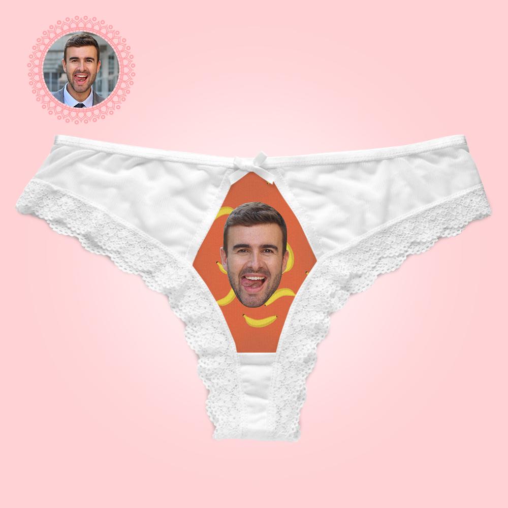 Custom Lace Thong Sexy Banana Lace Panties Funny Gift with Boyfriend Face - MyFaceUnderwearAU