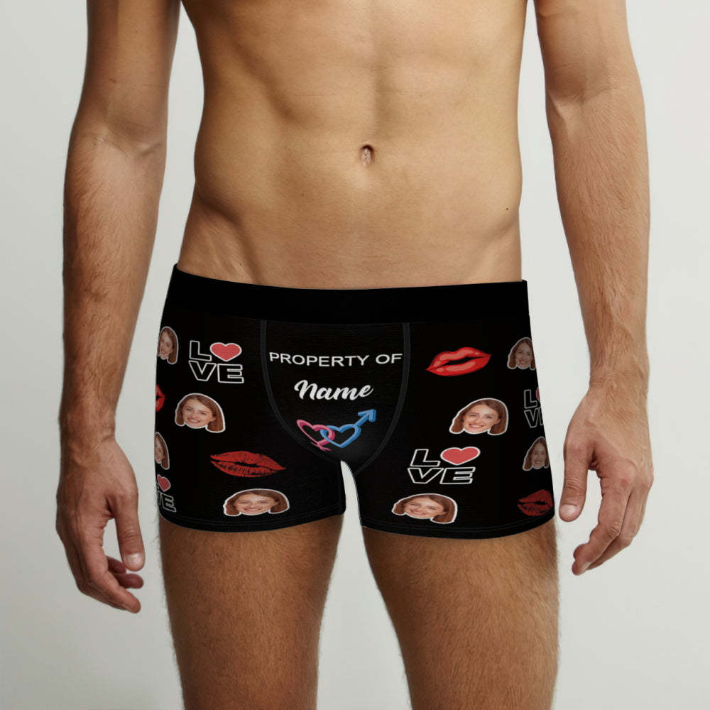 Custom Face Boxer Briefs Property of Name Personalised Naughty Gift for Him - MyFaceUnderwearAU