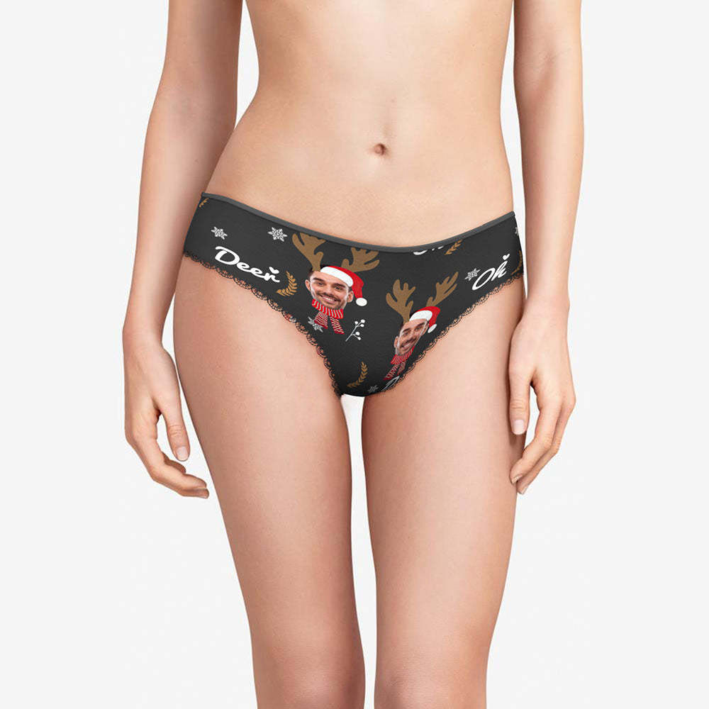 Custom Face Underwear Personalised Women Panties With Photo Christmas Reindeer - MyFaceUnderwearAU