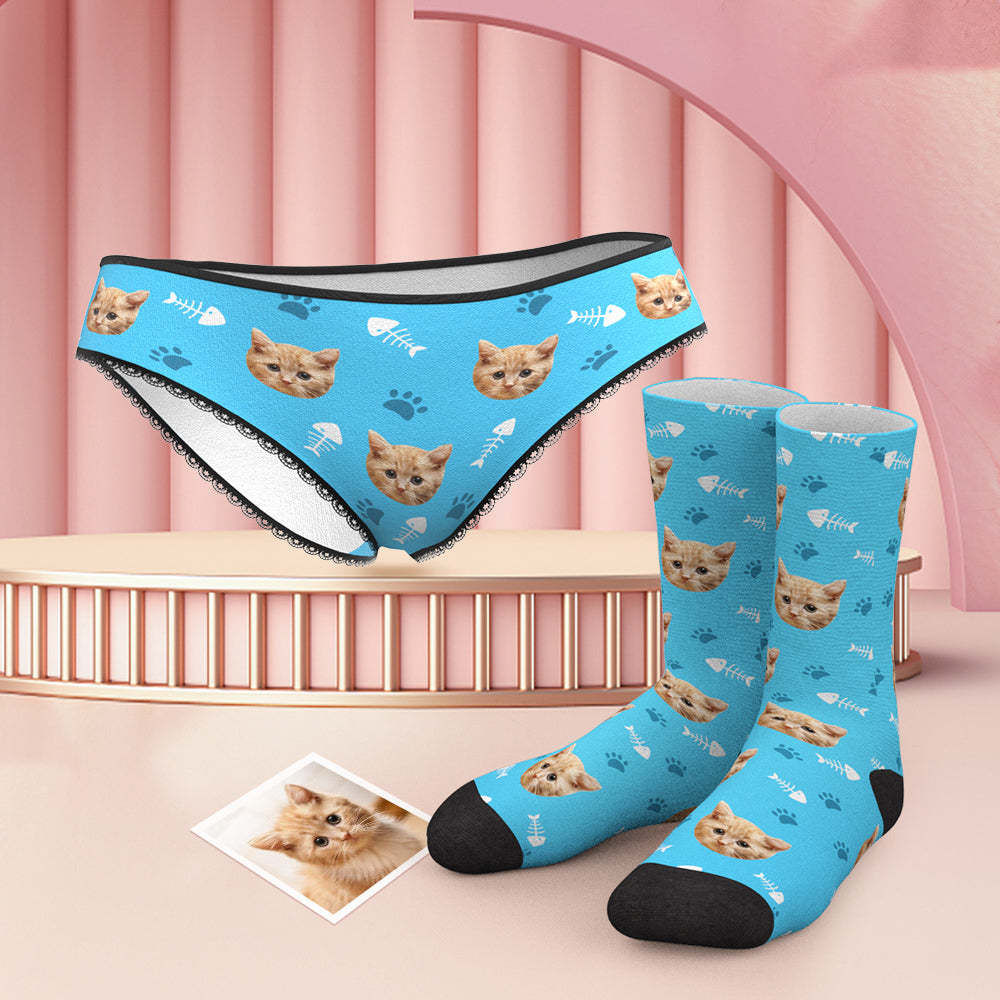 Custom Face Panties And Socks Set - Cat - MyFaceUnderwearAU