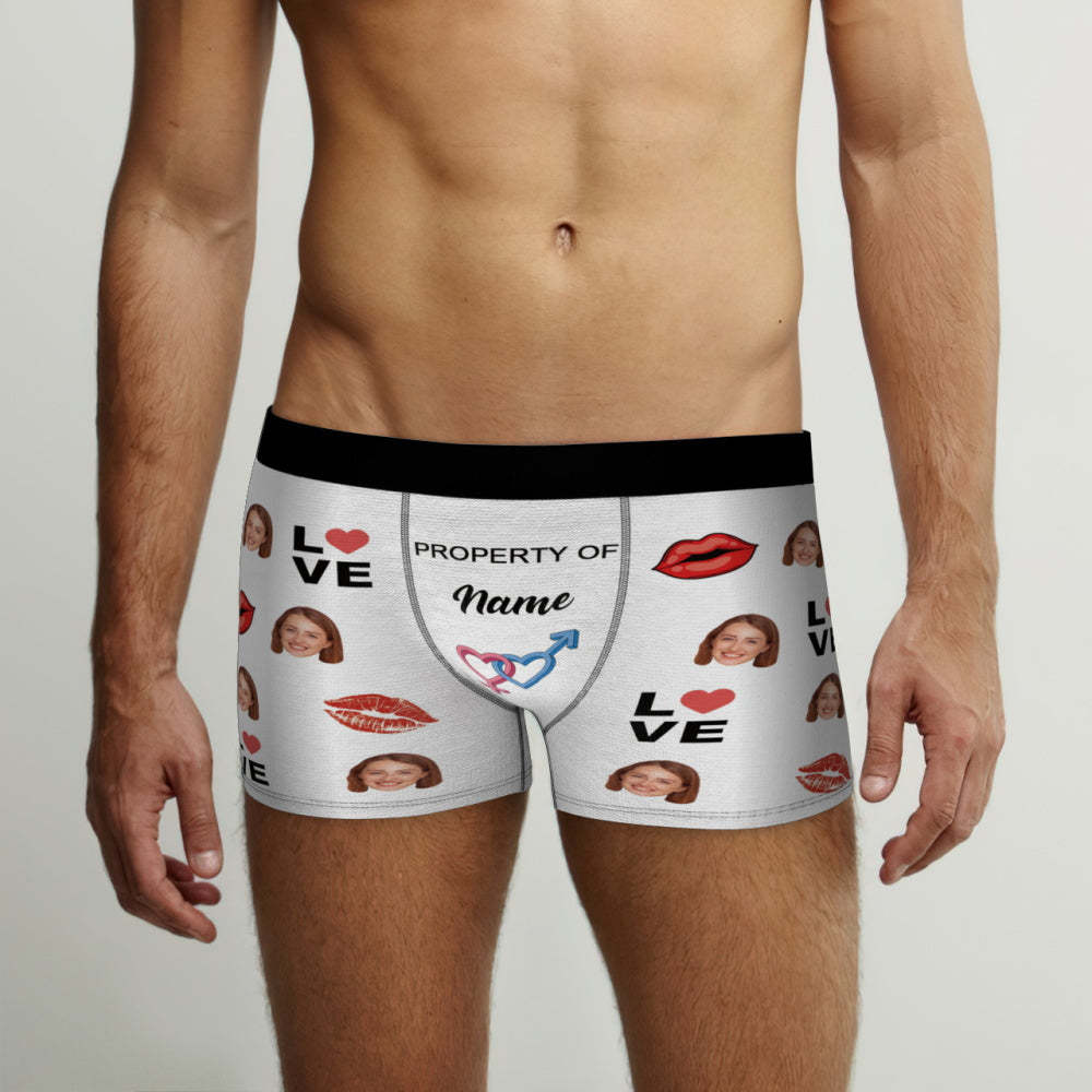 Custom Face Boxer Briefs Property of Name Personalised Naughty Gift for Him - MyFaceUnderwearAU
