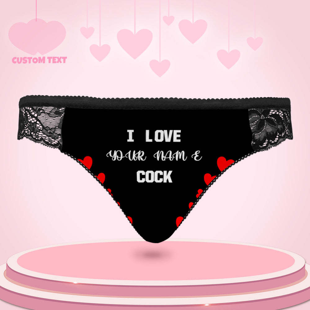 Custom Women Lace Panty I Love Your Cock Sexy Panties Sweet Gift - MyFaceUnderwearAU