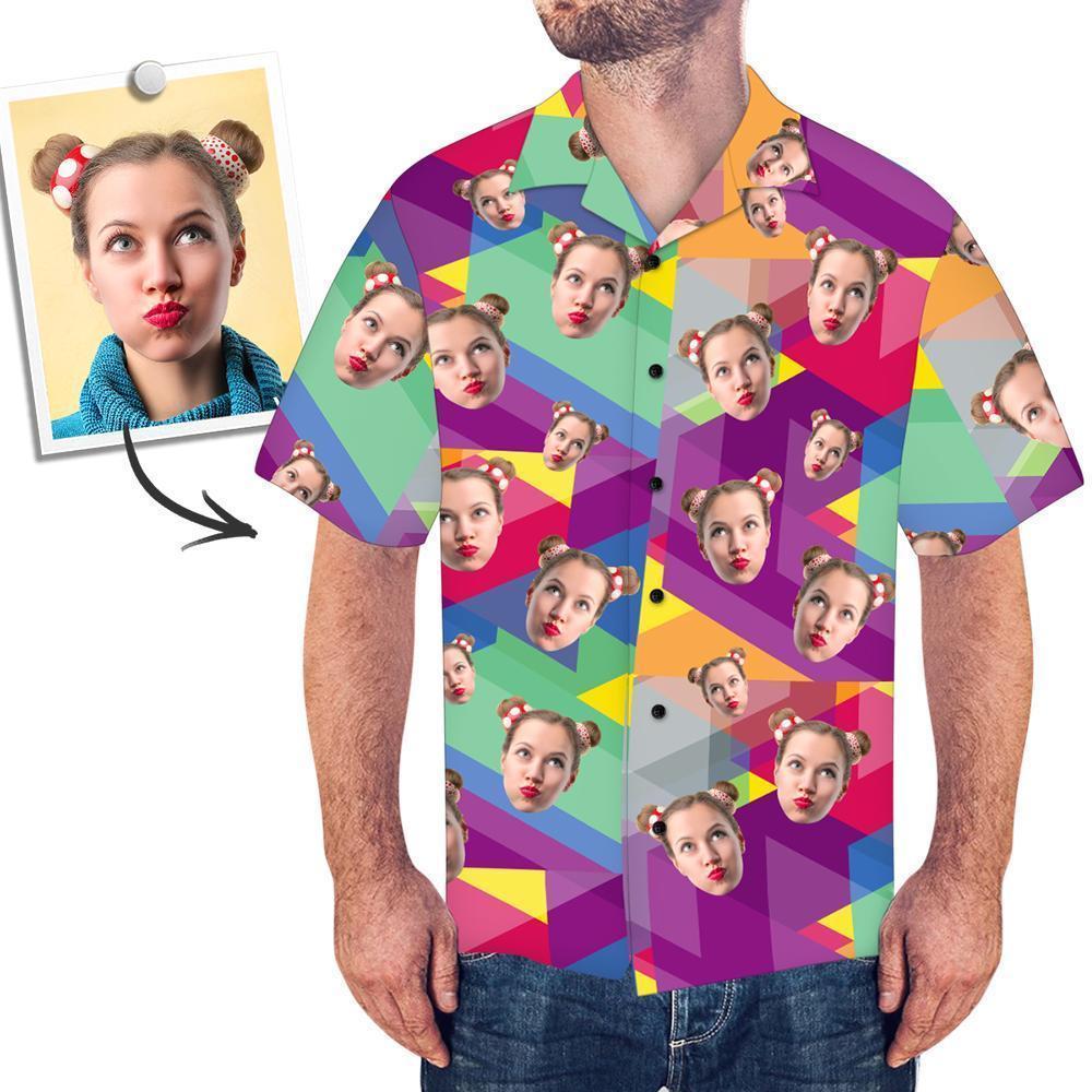 Men's Custom Face Shirt Hawaiian Shirt Short Sleeve Colorful