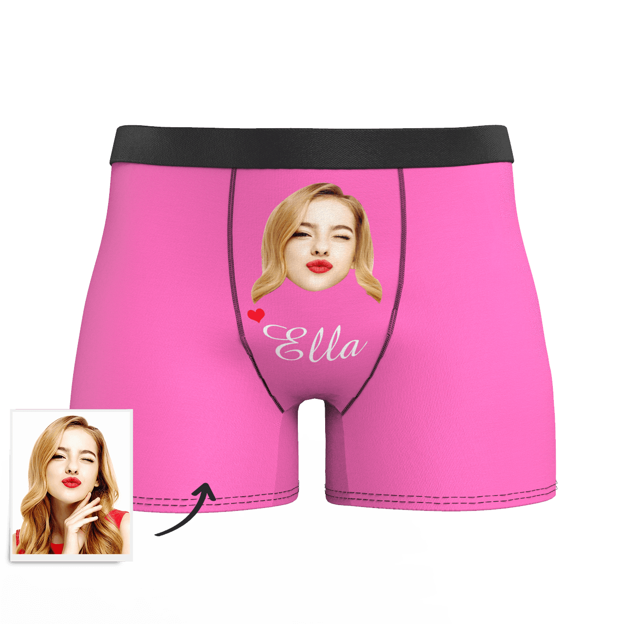 Light Pink Custom Men's Face And Name Colorful Boxer Shorts