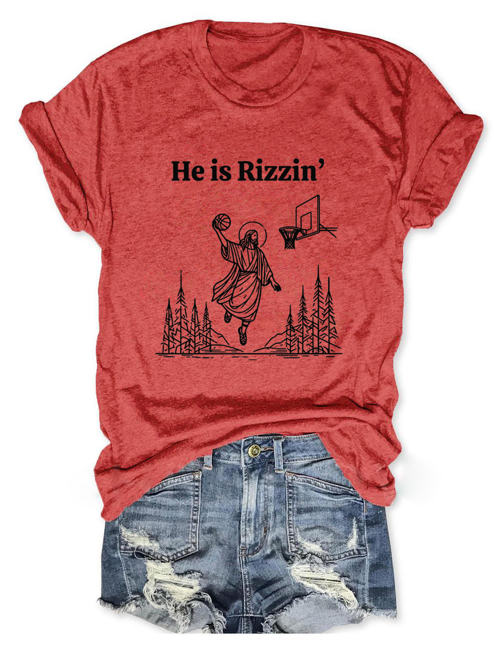 He Is Rizzin' Red Tee